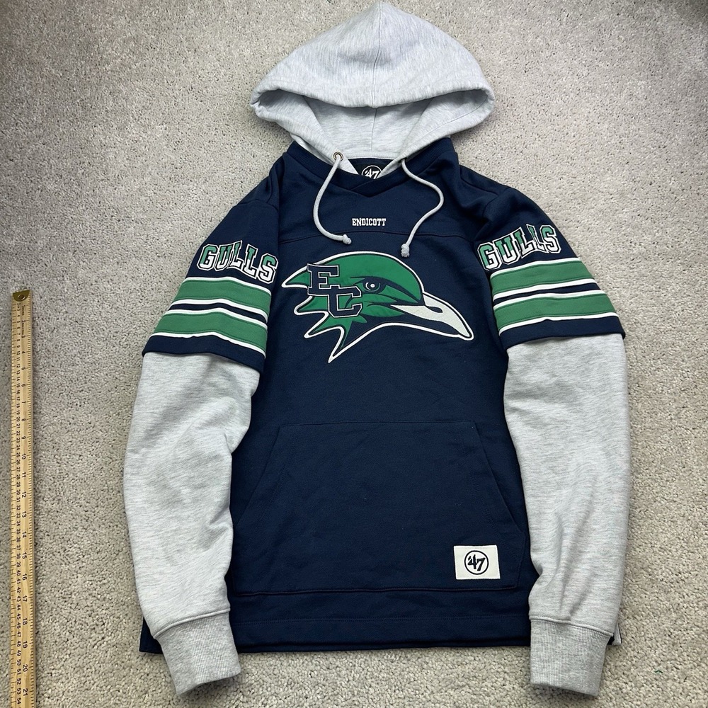 Endicott College Gulls Navy Blue Pullover Hoodie Embroidered Men's Size Small